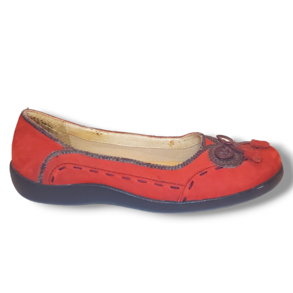 280 Hush Puppies Brand Rust Suede Orange Accents Sz 75 Ballet Flats